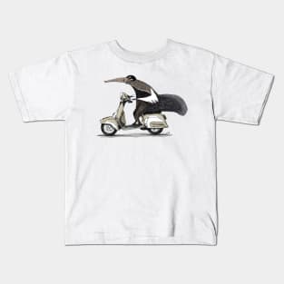 Anteater on a Vespa - Sepia Kids T-Shirt